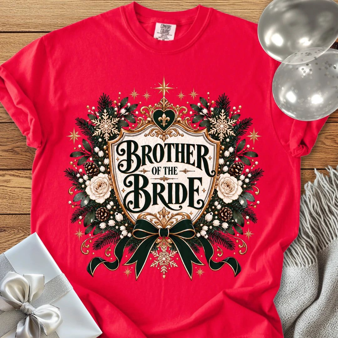 Brother of the Bride - Premium Winter Heirloom Wedding T-Shirt - Red