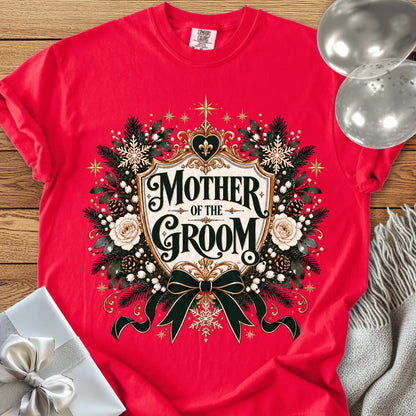 Mother of the Groom - Premium Winter Heirloom Wedding T-Shirt - Red