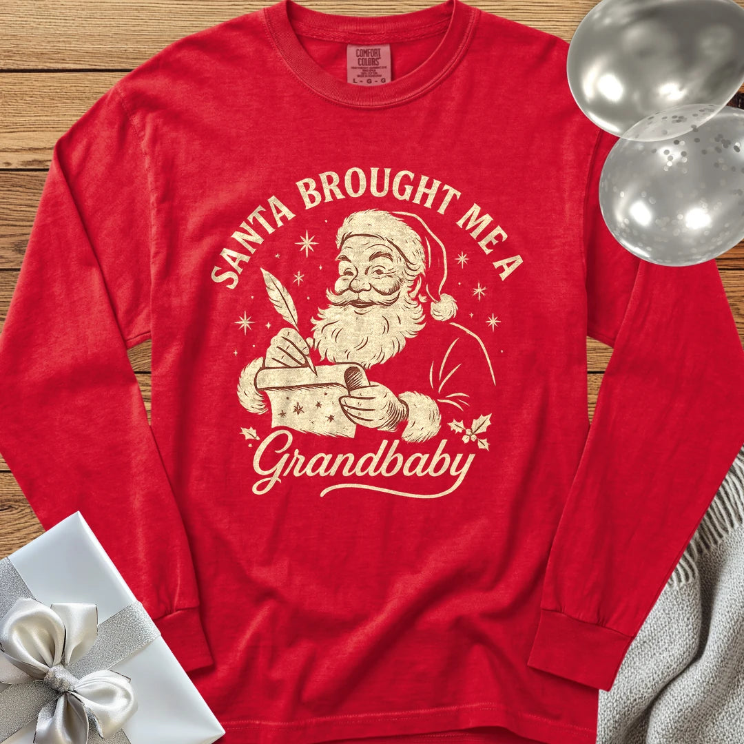 Santa Brought Me a Grandbaby - Premium Christmas Long Sleeve T-Shirt - Red