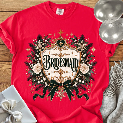 Bridesmaid - Premium Winter Heirloom Wedding T-Shirt - Red