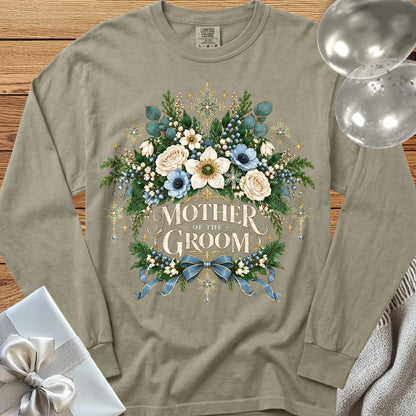 Mother of the Groom - Premium Winter Botanical Wedding Long Sleeve T-Shirt - Sandstone