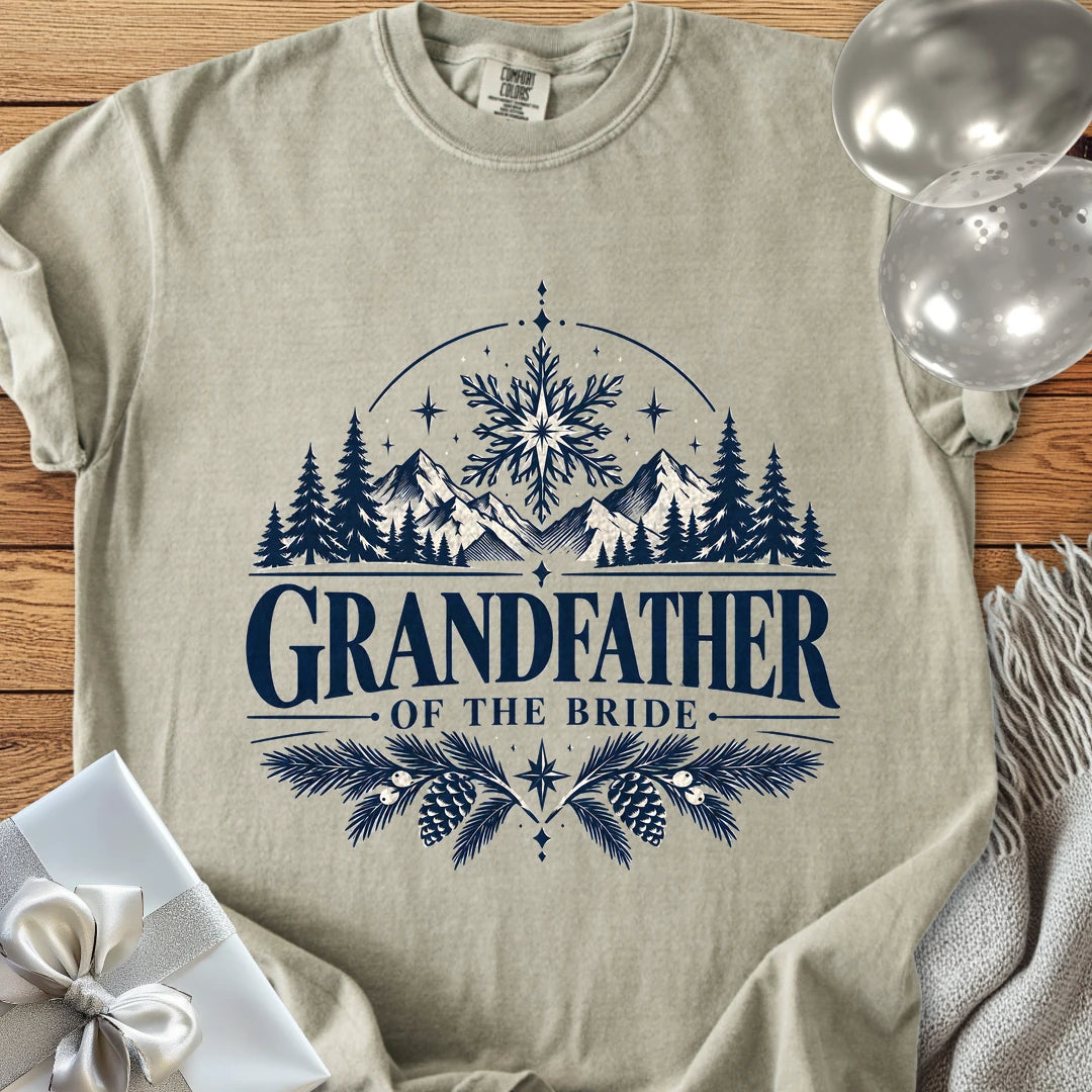 Grandfather of the Bride - Premium Winter Peaks Wedding T-Shirt - Sandstone