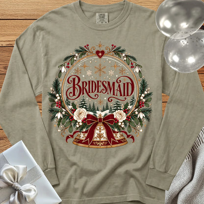 Bridesmaid - Premium Snowglobe Wedding Long Sleeve T-Shirt - Sandstone