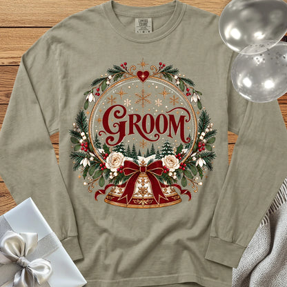 Groom - Premium Snowglobe Wedding Long Sleeve T-Shirt - Sandstone