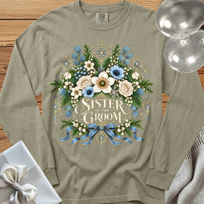 Sister of the Groom - Premium Winter Botanical Wedding Long Sleeve T-Shirt - Sandstone