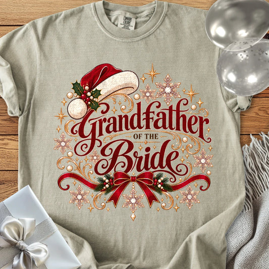 Grandfather of the Bride - Premium Christmas Wedding T-Shirt - Sandstone