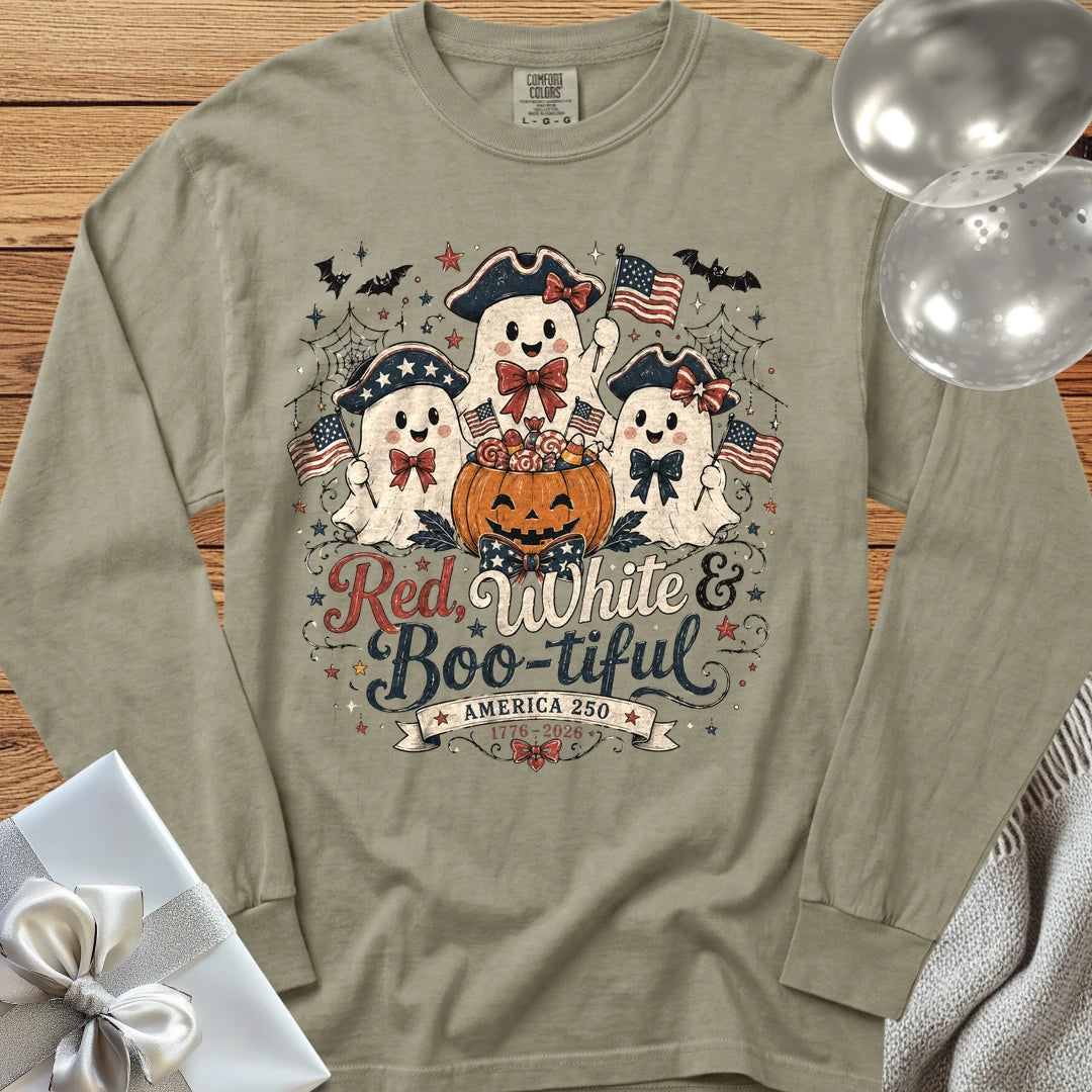 Red, White & Boo-tiful - Premium America 250 Halloween Long Sleeve T-Shirt - Sandstone