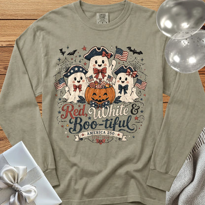 Red, White & Boo-tiful - Premium America 250 Halloween Long Sleeve T-Shirt - Sandstone