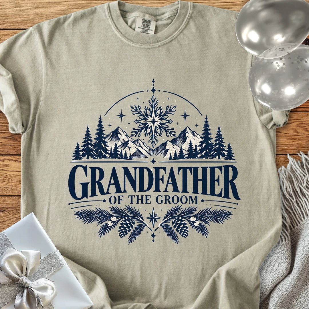 Grandfather of the Groom - Premium Winter Peaks Wedding T-Shirt - Sandstone