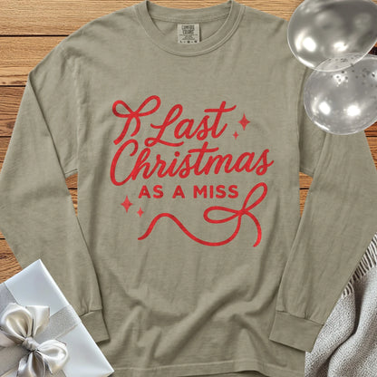 Last Christmas as Miss - Premium Engagement Long Sleeve T-Shirt - Sandstone