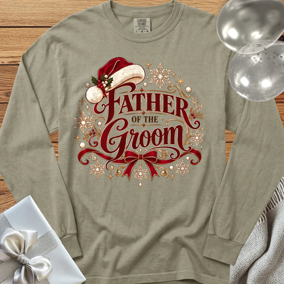 Father of the Groom - Premium Christmas Long Sleeve Wedding T-Shirt - Sandstone