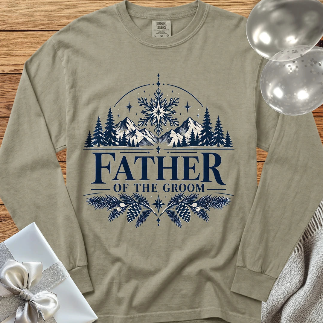 Father of the Groom - Premium Winter Peaks Wedding Long Sleeve T-Shirt - Sandstone