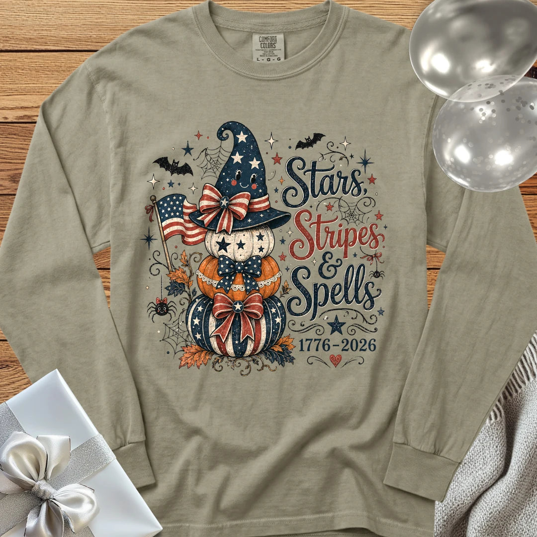 Stars, Stripes & Spells - Premium Halloween America 250 Long Sleeve T-Shirt - Sandstone