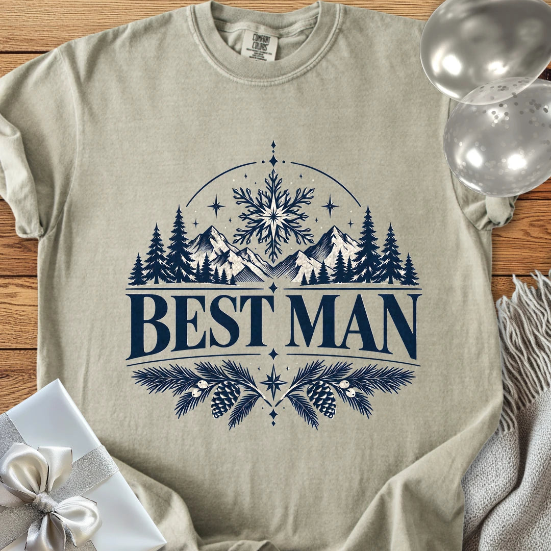 Best Man - Premium Winter Peaks Wedding T-Shirt - Sandstone