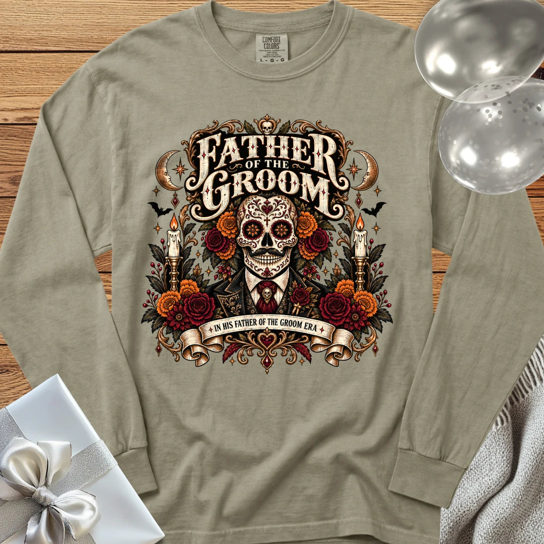 Father of the Groom, In His Father of the Groom Era - Premium Halloween Wedding Long Sleeve T-Shirt - Sandstone