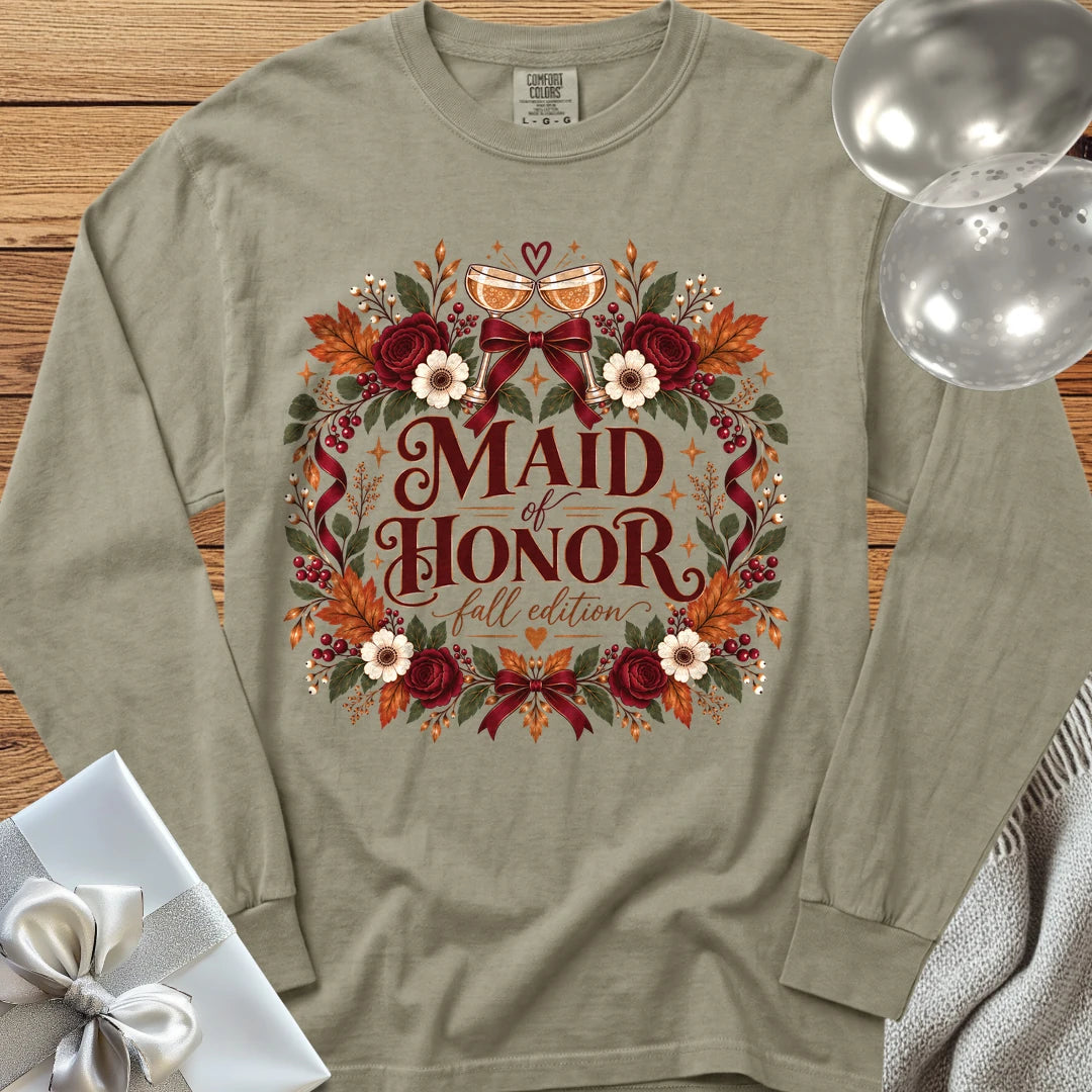 Maid of Honor, Fall Edition - Premium Wedding Long Sleeve T-Shirt - Sandstone
