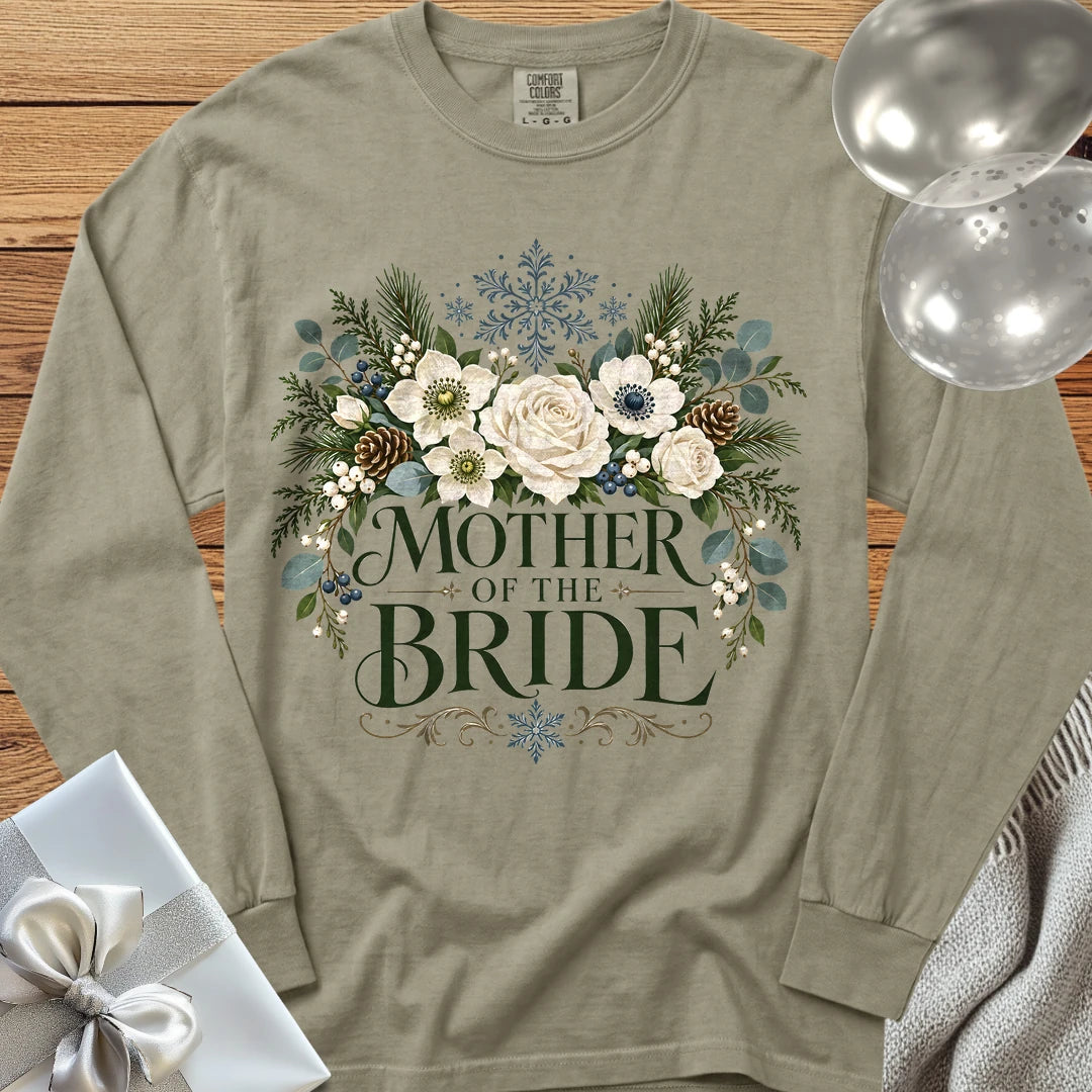 Mother of the Bride - Premium Winter Bouquet Wedding Long Sleeve T-Shirt - Sandstone