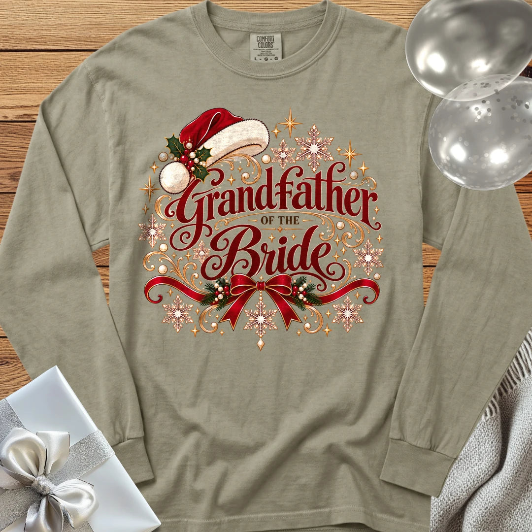 Grandfather of the Bride - Premium Christmas Long Sleeve Wedding T-Shirt - Sandstone