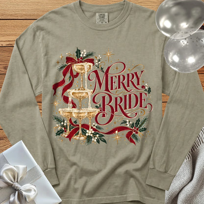 Merry Bride - Premium Christmas Wedding Long Sleeve T-Shirt - Sandstone
