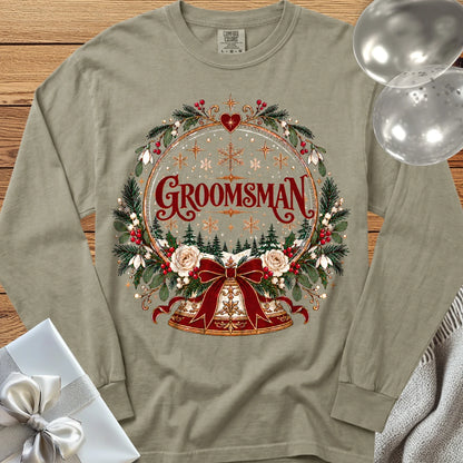 Groomsman - Premium Snowglobe Wedding Long Sleeve T-Shirt - Sandstone