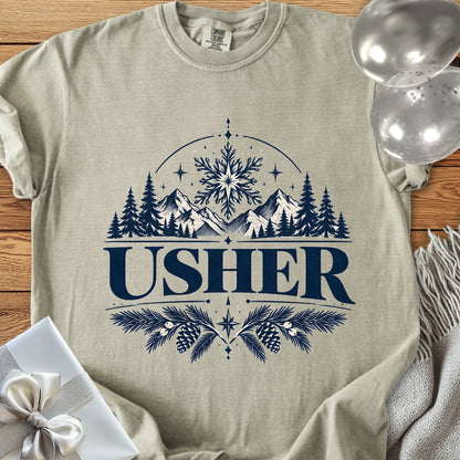 Usher - Premium Winter Peaks Wedding T-Shirt - Sandstone