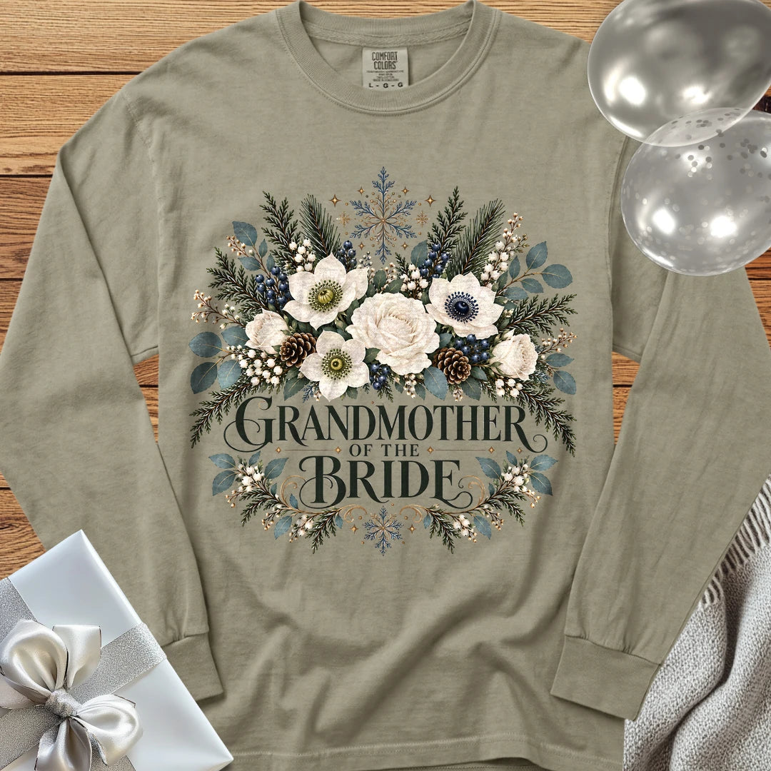 Grandmother of the Bride - Premium Winter Bouquet Wedding Long Sleeve T-Shirt - Sandstone