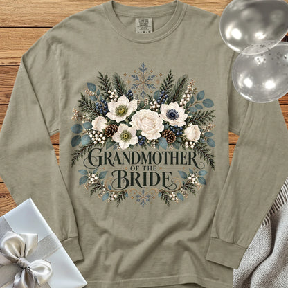 Grandmother of the Bride - Premium Winter Bouquet Wedding Long Sleeve T-Shirt - Sandstone