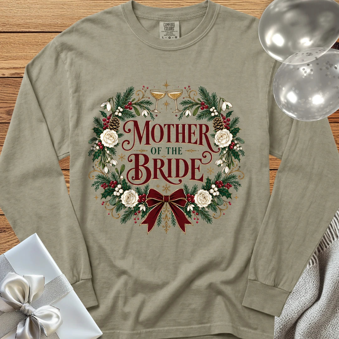Mother of the Bride - Premium Winter Crest Wedding Long Sleeve T-Shirt - Sandstone