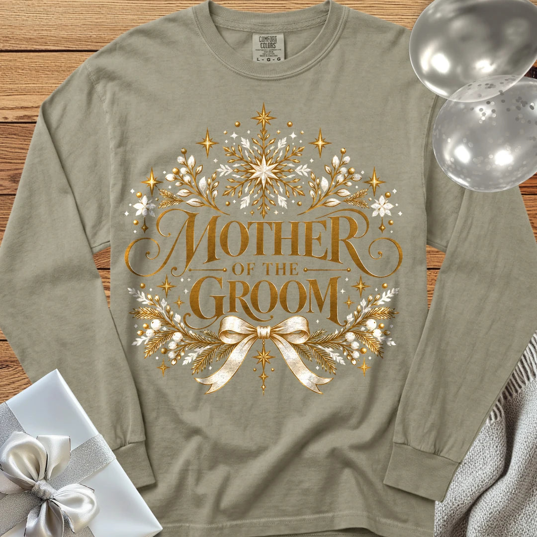 Mother of the Groom - Premium Winter Sparkle Wedding Long Sleeve T-Shirt - Sandstone