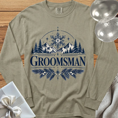 Groomsman - Premium Winter Peaks Wedding Long Sleeve T-Shirt - Sandstone