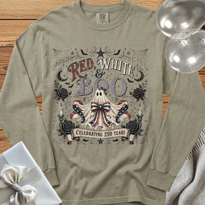 Red, White & Boo - Premium America 250 Halloween Long Sleeve T-Shirt - Sandstone
