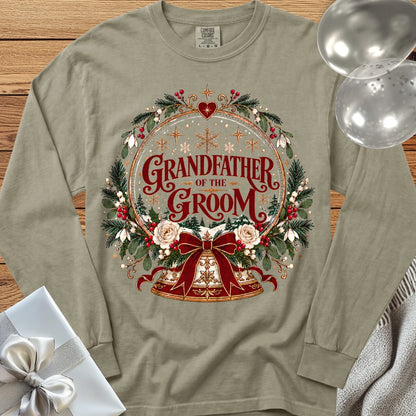Grandfather of the Groom - Premium Snowglobe Wedding Long Sleeve T-Shirt - Sandstone