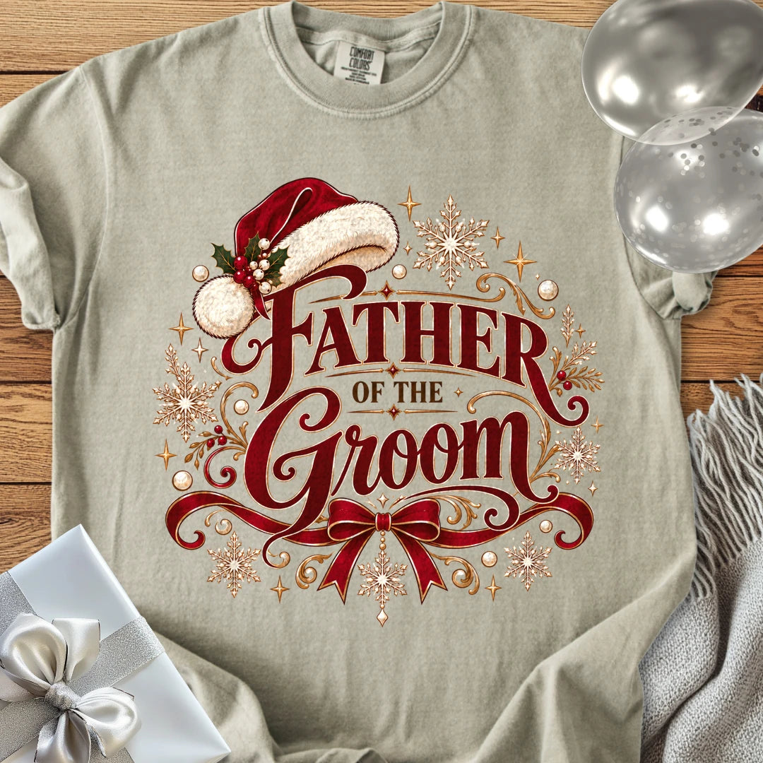 Father of the Groom - Premium Christmas Wedding T-Shirt - Sandstone