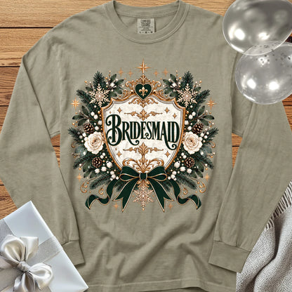 Bridesmaid - Premium Winter Heirloom Wedding Long Sleeve T-Shirt - Sandstone