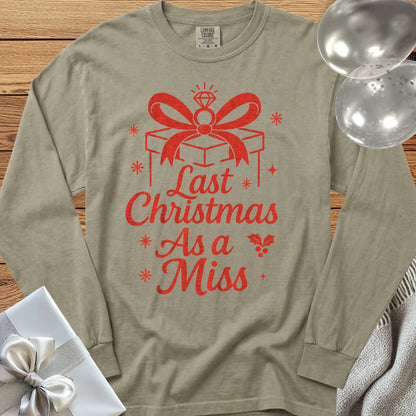 Last Christmas as Miss (Present) - Premium Engagement Long Sleeve T-Shirt - Sandstone