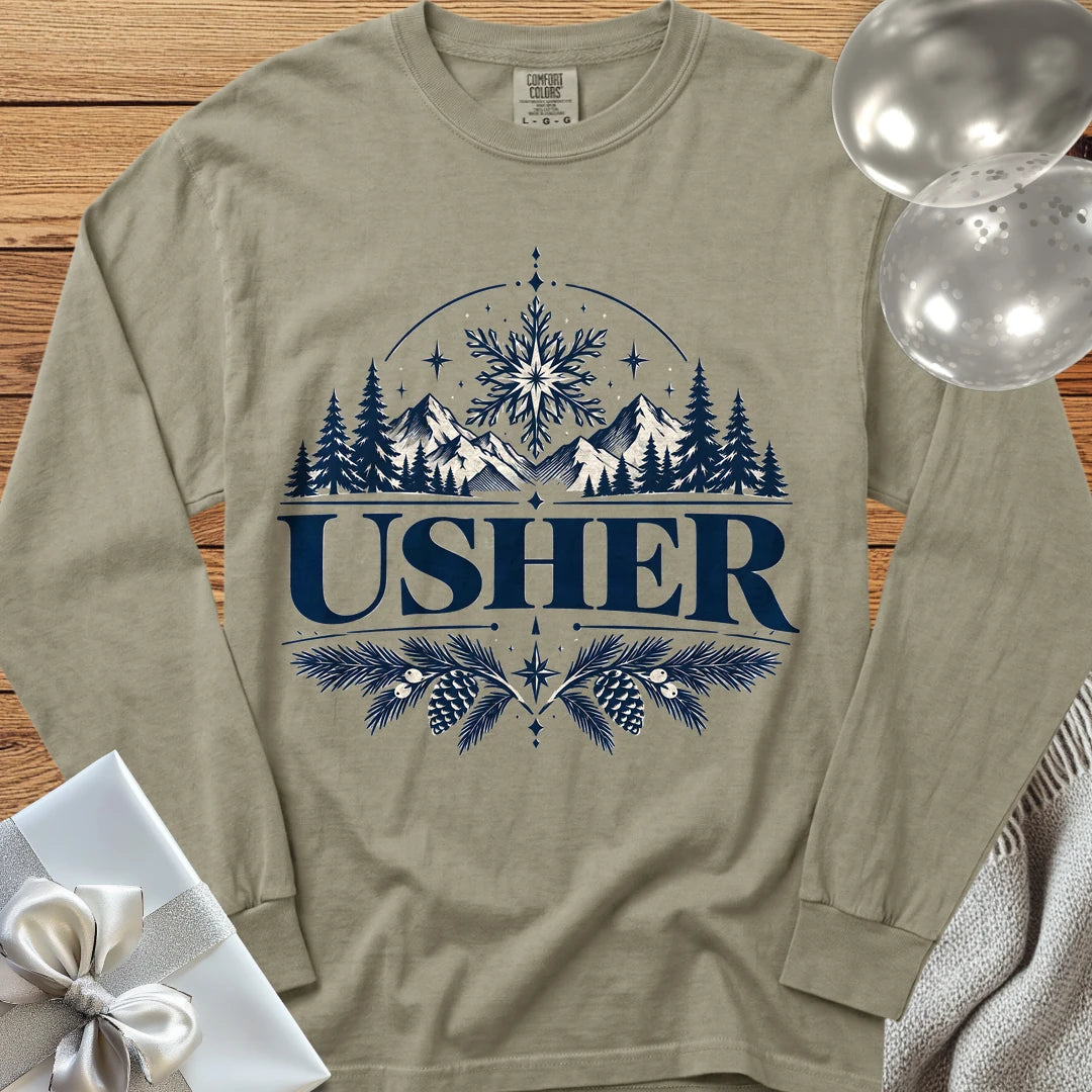 Usher - Premium Winter Peaks Wedding Long Sleeve T-Shirt - Sandstone