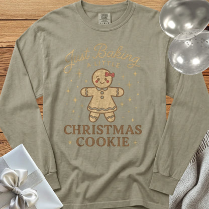 Just Baking a Little Christmas Cookie - Premium Christmas Pregnancy Long Sleeve T-Shirt - Sandstone