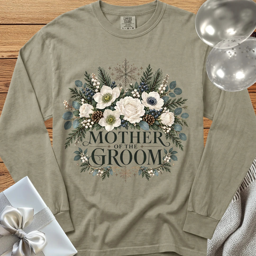 Mother of the Groom - Premium Winter Bouquet Wedding Long Sleeve T-Shirt - Sandstone