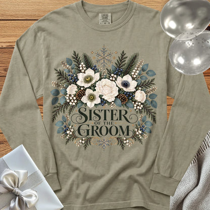 Sister of the Groom - Premium Winter Bouquet Wedding Long Sleeve T-Shirt - Sandstone