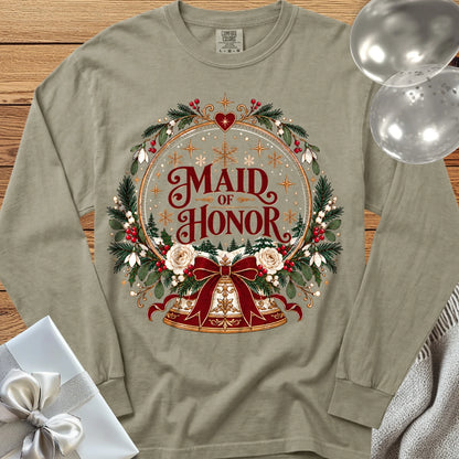 Maid of Honor - Premium Snowglobe Wedding Long Sleeve T-Shirt - Sandstone