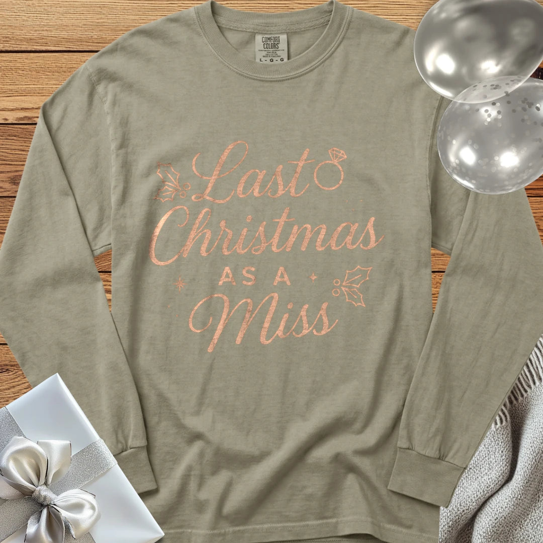 Last Christmas as Miss (Rose Gold) - Premium Engagement Long Sleeve T-Shirt - Sandstone