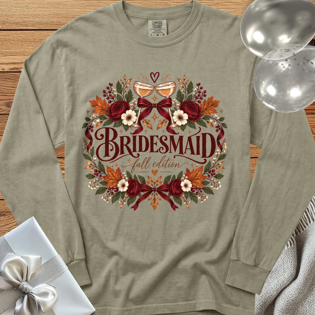 Bridesmaid, Fall Edition - Premium Wedding Long Sleeve T-Shirt - Sandstone