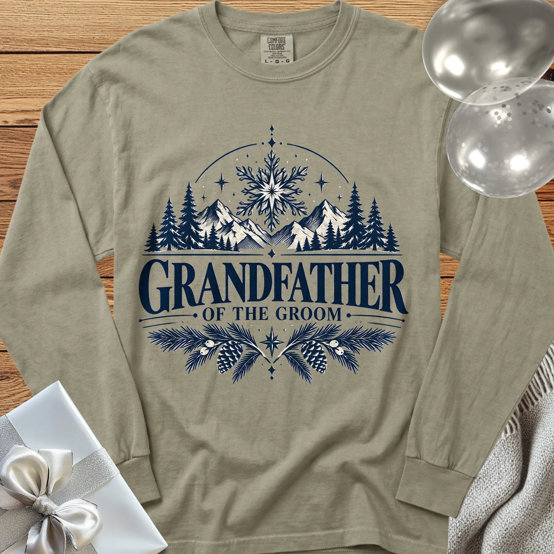 Grandfather of the Groom - Premium Winter Peaks Wedding Long Sleeve T-Shirt - Sandstone