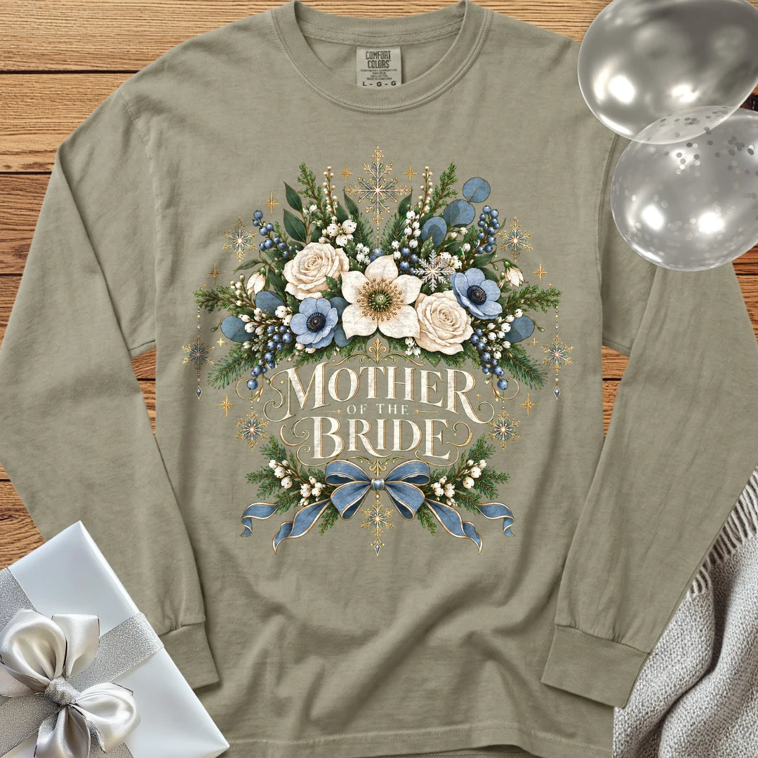 Mother of the Bride - Premium Winter Botanical Wedding Long Sleeve T-Shirt - Sandstone