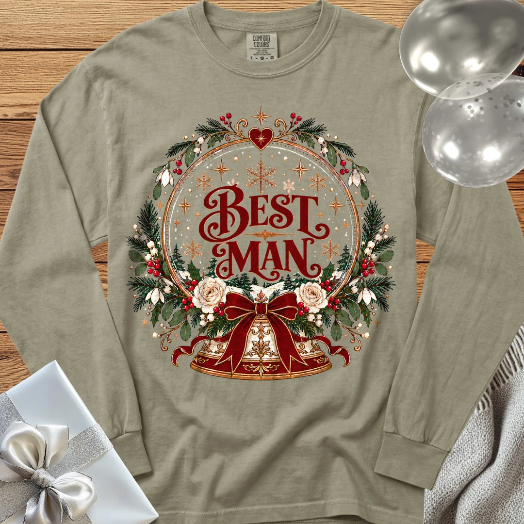 Best Man - Premium Snowglobe Wedding Long Sleeve T-Shirt - Sandstone