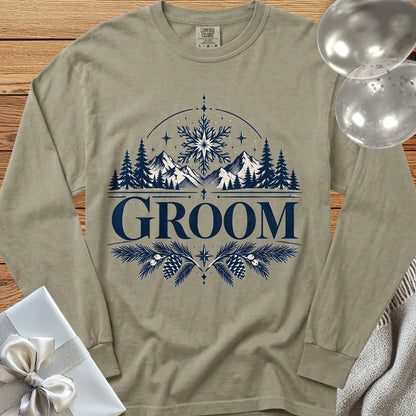 Groom - Premium Winter Peaks Wedding Long Sleeve T-Shirt - Sandstone