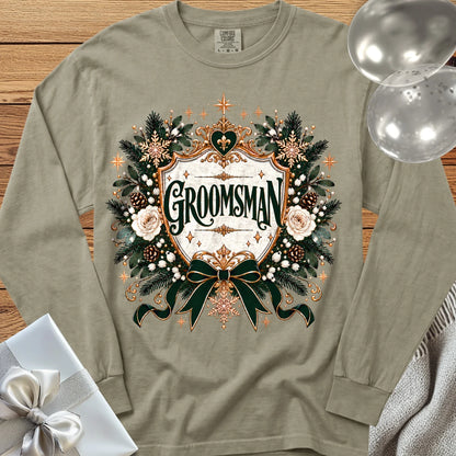 Groomsman - Premium Winter Heirloom Wedding Long Sleeve T-Shirt - Sandstone