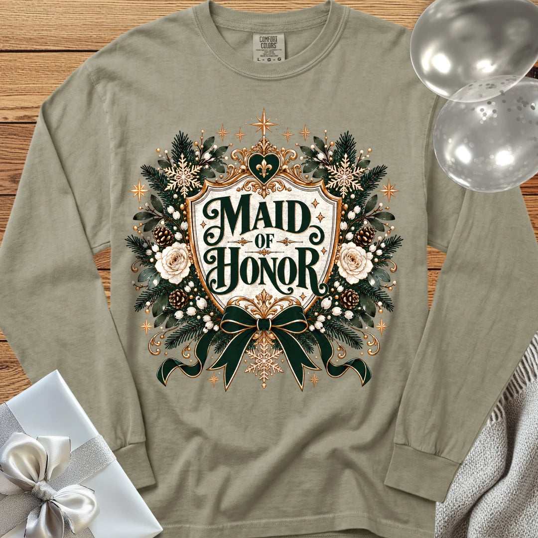 Maid of Honor - Premium Winter Heirloom Wedding Long Sleeve T-Shirt - Sandstone