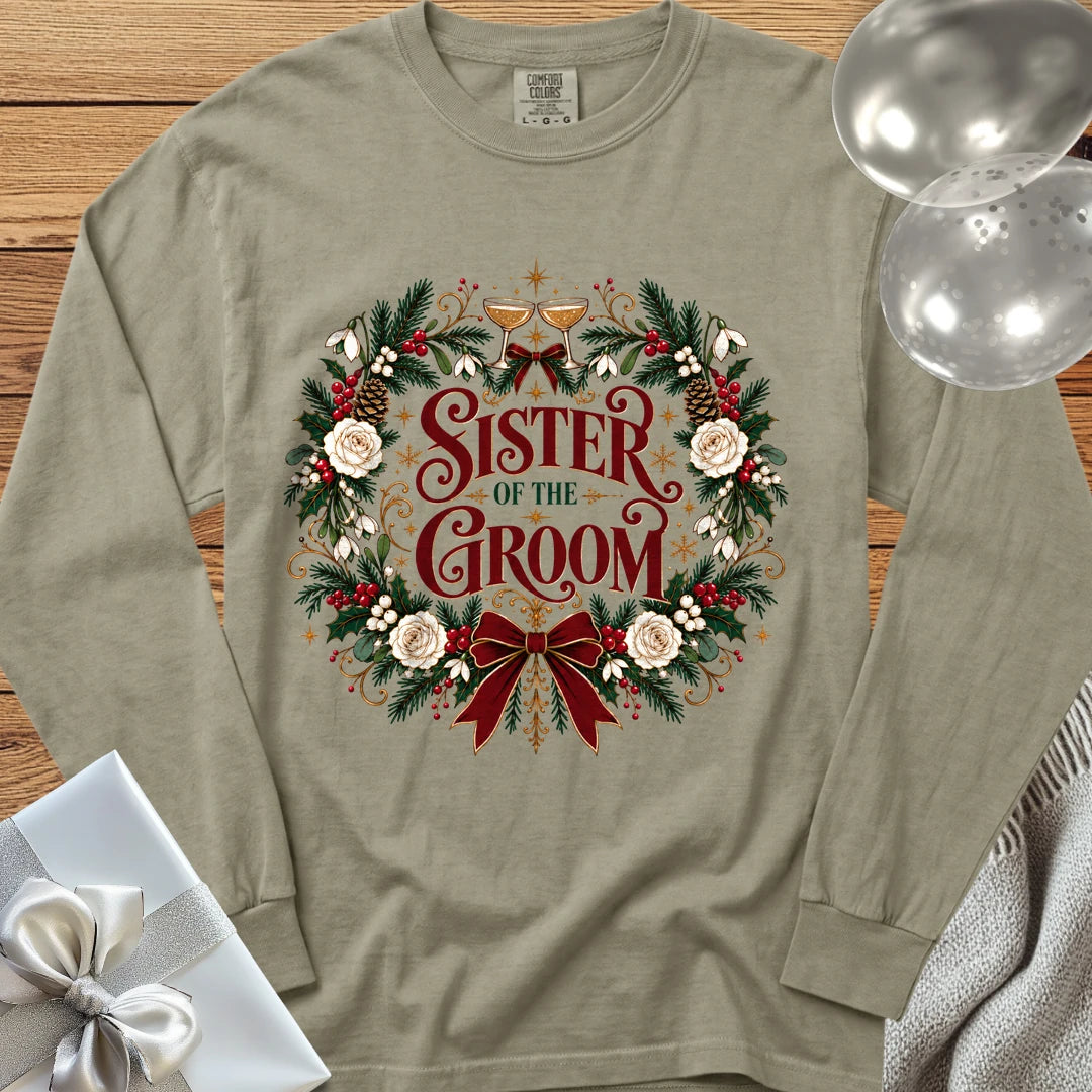 Sister of the Groom - Premium Winter Crest Wedding Long Sleeve T-Shirt - Sandstone