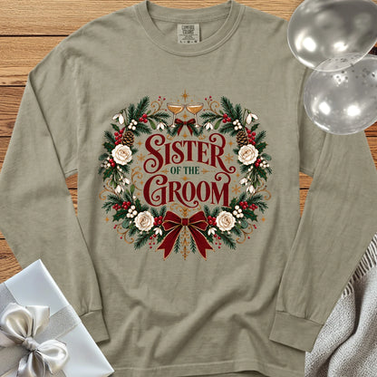 Sister of the Groom - Premium Winter Crest Wedding Long Sleeve T-Shirt - Sandstone